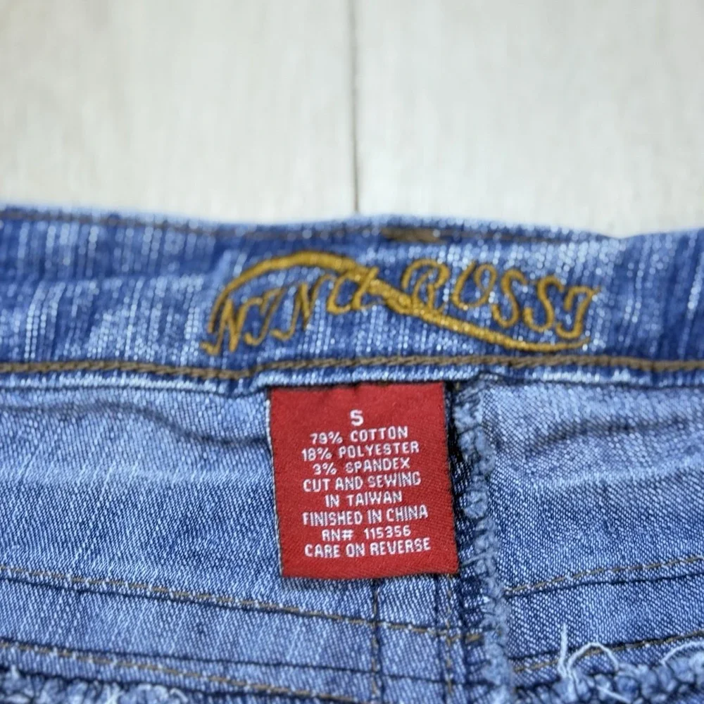 Y2K Nina Rossi Women Sz 5 Denim Bermuda Shorts Stretch Mid Rise Capri Blue Jeans
